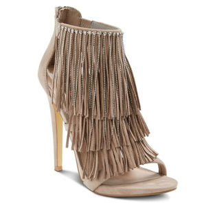 NEW! Betseyville Maison Tan Fringe Stiletto Heels